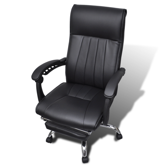 Convenience Boutique / Office Chair with Adjustable Footrest - Black