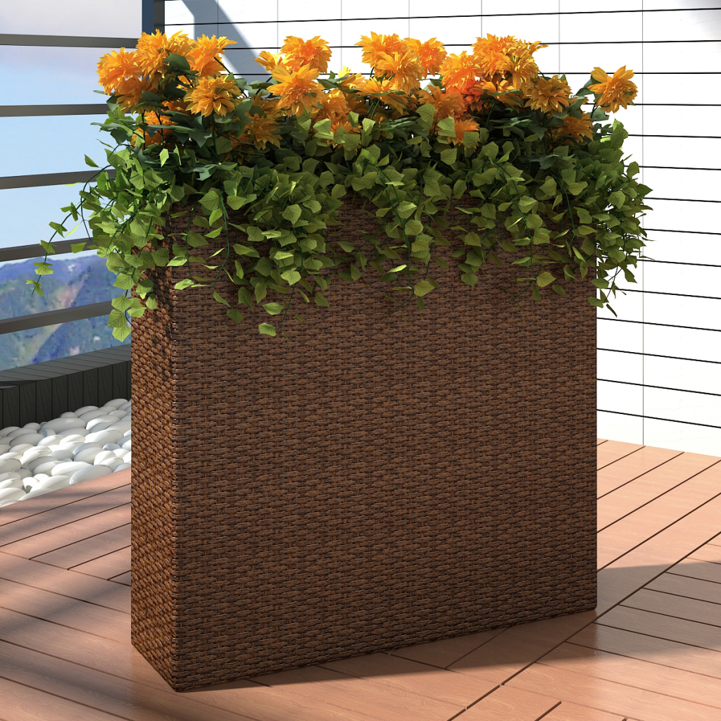 Convenience Boutique / Outdoor Garden Rectangle Rattan Planter Set - Brown