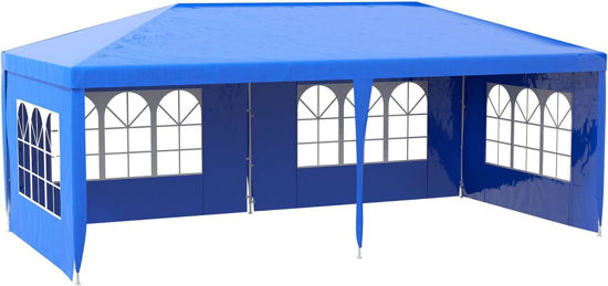 Picture of Outdoor 10' x 20' Gazebo Canopy Tent Blue - with 4 Removable Side Walls