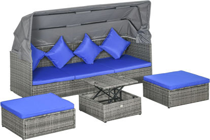 Picture of Outdoor Rattan Sofa Set with Canopy
