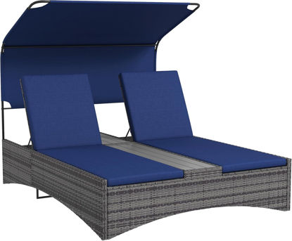 Picture of Outdoor Rattan Double Sofa with Canopy