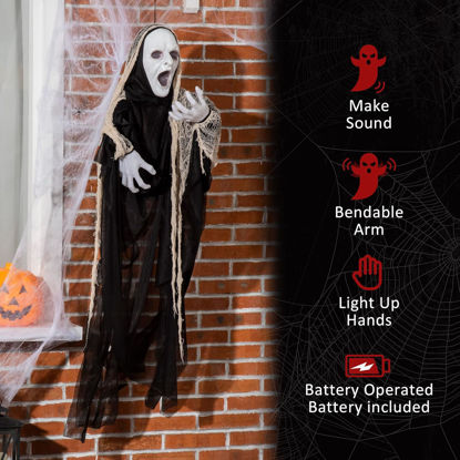 Picture of 5' Halloween Ghost with Spooky Sounds and Animated Motion